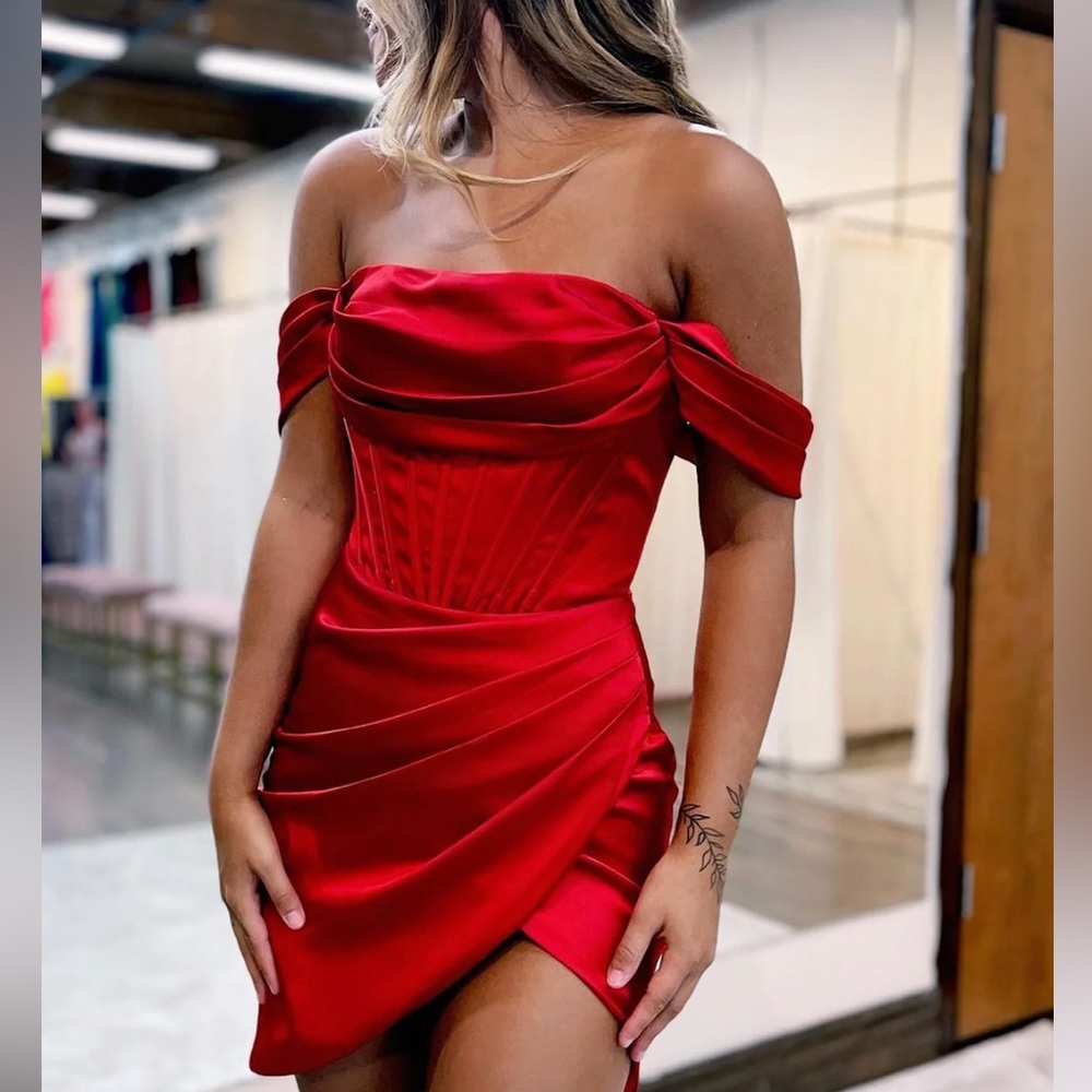 Anita Off Shoulder Satin Corset Mini Dress